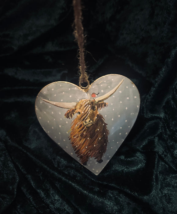 Highland Cow & Robin