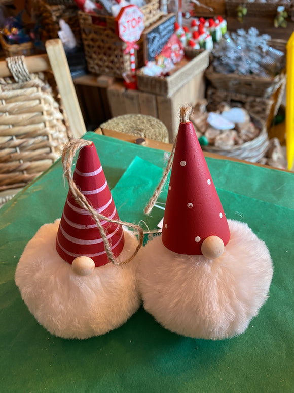 Pom Pom hanging Gonk with pointed red hat