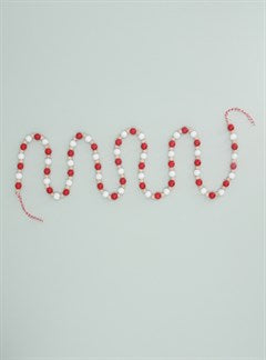 Red white wooden bead chain