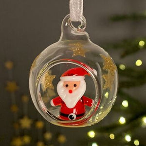 Glass Mini Santa Bauble